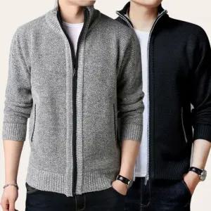 도톰한 집업 남자 상의 하프넥 니트 가디건 지퍼 스웨터