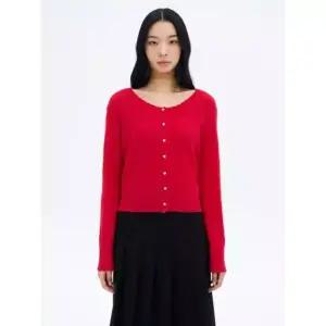 8seconds 스캘럽 트리밍 라운드넥 카디건 레드