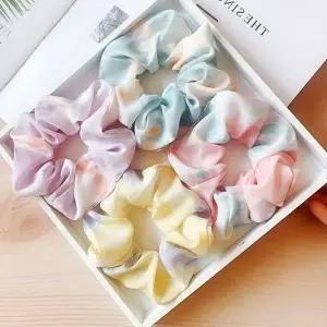 예쁜 머리 파스텔 헤어 set 4개 똥머리밴드 머리고무줄 끈 슈슈-WFIS...