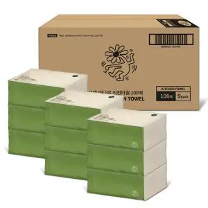 한예지 키스해링 무표백 대나무 뽑아쓰는 키친타올 100매 9팩 1박스