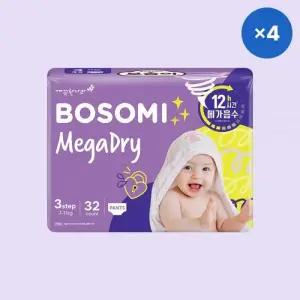 보솜이 메가드라이 아기 기저귀 팬티 중형 공용 32개입 4팩