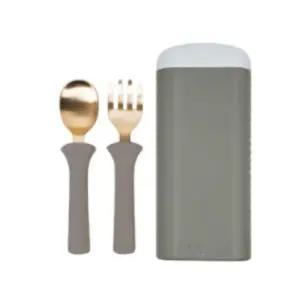 블루마마 어린이 스푼포크 휴대용 방짜유기 베이지