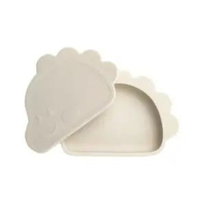 블루마마 실리콘 흡착 이유식 식판 뚜껑 세트 크림