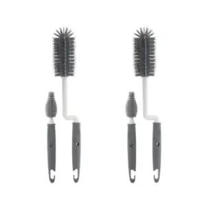 리에또 회전형 실리콘 젖꼭지 젖병솔 세트 그레이 X2