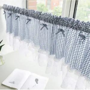 [콩심팥심]주방 창문 레이스 체크 커튼 바란스 미니 106x45cm