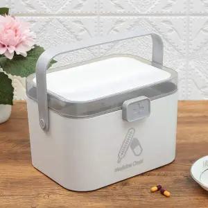 [콩심팥심]구급상자 보관함 가정용 2단 의료상자 그레이 응급처치 용기