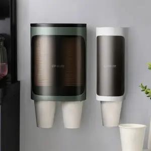 (선택 반투명컵홀더2구 그린)반투명 컵 디스펜서 1구 2구 부착식 종이컵홀더 종이컵걸이 정수기 벽면 종이