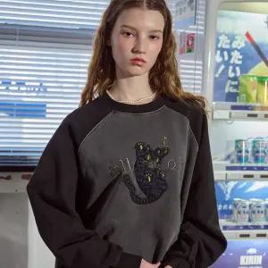 폴링캣 레글런 피그먼트 맨투맨 스모크블랙