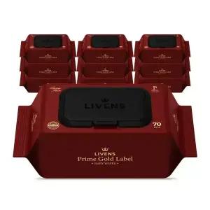 리벤스 프라임 골드라벨 도톰한 엠보싱 아기 물티슈 캡형 70매 * 10팩