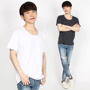 목깊은U넥 반팔티 남여공용 베이직티 남여공용 이너 편한옷 반팔티셔츠 단체복
