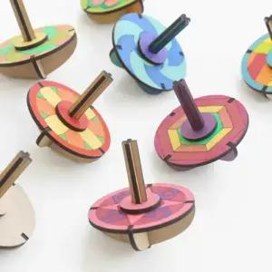 [문구티쳐] 민화샵 나무팽이 만들기 (8종류) 전통놀이 우드아트 DIY 색칠하기 민속놀이 나무 팽이