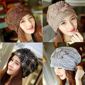 여성 가을 겨울 비니 모자 패션 항암 봄 여자 두건 코사지