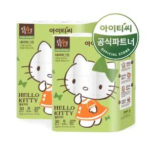 헬로키티 네이처그린 4겹 30롤 x 2팩 화장지 두루마리 롤 휴지