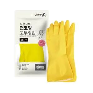 명진 면코팅 고무장갑 M 10개 옐로우