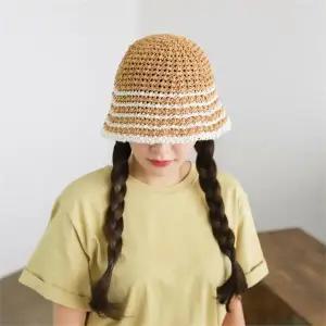 [셀러허브]여자 콘트라스트 줄무늬 펀칭 코발트 모자 (S8287931)