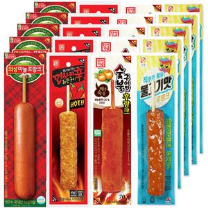 의성마늘프랑크+숯불구이맛+맵사이신+불고기맛후랑크 5개씩 20개/편의점 핫바 소세지