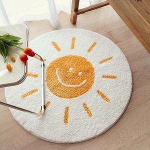 쁘리엘르 스마일썬 자카드 원형러그, 95X95, 1개