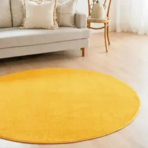 스칸디앤홈 관리쉬운 크레용 단모 러그 거실 카페트 썬옐로우 원형 100