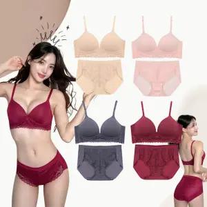 [브라4종+팬티4종] 노와이어 리프팅 몰드 레이스 브라 팬티 패키지