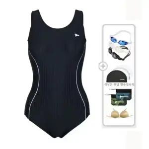[레노마수영복](하남점)폴리백 증정여성 라인 원피스수영복 블랙 RN-LS2F801-BK