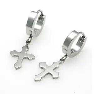 TIE-933 티타늄 십자가 귀걸이 무료배송 평생AS