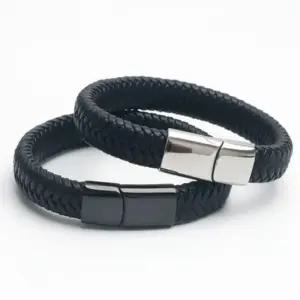 ONM 넓은 헤링본 액세서리 패션팔찌 고급스러운 가죽 무늬