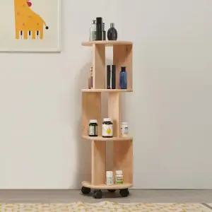 크아레 고무나무 원목 3단 이동식 수납선반 착불