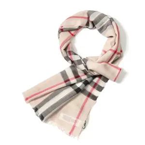 체크 8078782 MU 220X70 GNT CHK GAUZE 울 실크 머플러 스카프