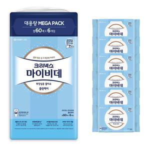 크리넥스 마이비데 캡형 60매 6개 치질 임산부 화장실 변기에버리는 물티슈 코스트코