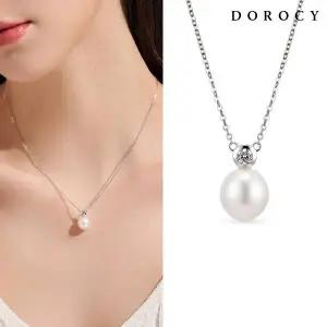 [도로시] 14k 베젤 담수진주 목걸이(랩 다이아몬드)