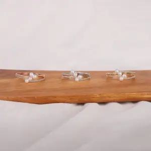 ONM 시후주얼리 진주 멀티라인 크리스탈 오픈팔찌 LB254Bc