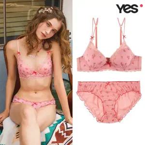 [롯데백화점]예스 잔꽃 나염 피치 쉬폰 버블 삼각팬티 세트 YSWBY805YSWPY805