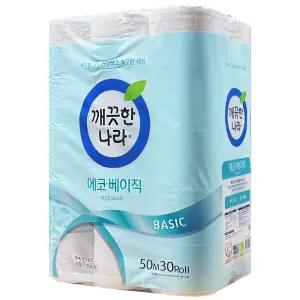 깨끗한나라 에코 베이직 화장지 2겹 50M 30롤 1팩