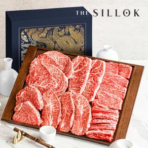 더실록 1++등급 투뿔 한우 명작 구이 선물세트 1.2kg (등심+채끝+안심+살치살+부채살+갈비살 각200g) 명절 소고기