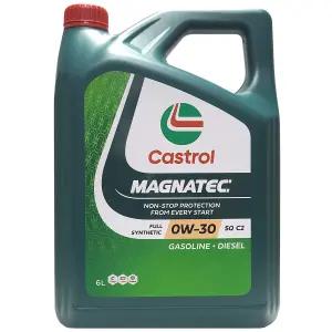 캐스트롤 마그네틱 SQ C2 0W30 6L 1개 가솔린 디젤 겸용 100% 합성 엔진오일 (지능형 마그네트 분자의 탁월한 엔진 보호) 5W30 대체시 연비개선