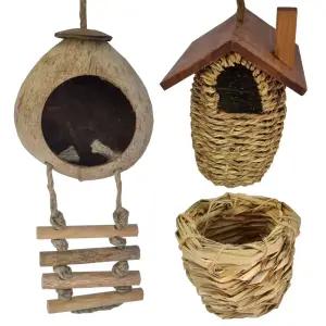 [새 둥지 모음] 지푸라기 코코넛사다리 잉꼬 햄스터 은신처