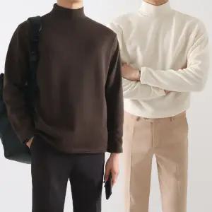 [지지블랙]부드럽고 도톰한 네프 소프트 기모 반폴라 긴팔 티셔츠 이너 반목티 빅사이즈 ZZBPP014