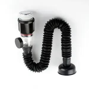 세면대배수관 세면대부속품 부품 바닥배수 벽배수 설치가능 화이트 블랙일체형트랩 멀티하나로트랩