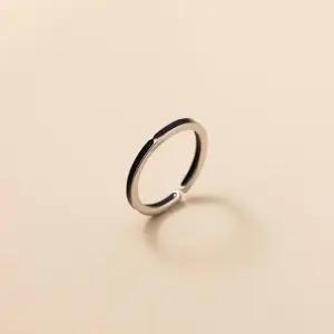 에르모사제이 R069 실버 925 심플 블랙 라인 오픈 링 은 반지