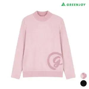 [하프클럽/그린조이]여성 부클 자수 포인트 모크넥 니트