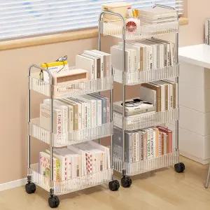 투명 이동식 트롤리 선반 3단 4단 수납장 틈새 슬림 주방 세탁실 카트 정리함