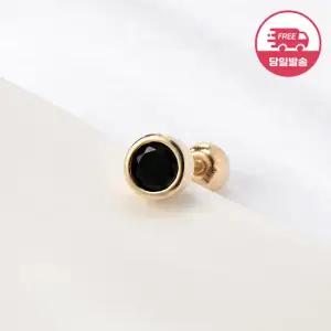 [비앤비골드] 당일발송 14K 볼드 베젤 블랙 큐빅 피어싱 3mm 한쪽 JAE40829