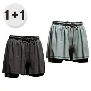 [2개세트]  남성 빅사이즈 이중 수영복 반바지 팬츠 운동복 헬스 (2color)