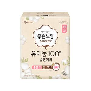 좋은느낌 유기농100%순면커버 날개형 맥시슬림, 중형, 36매, 1개