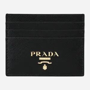 프라다 5S 1MC025 QWA F0002 사피아노 금장 로고 카드 케이스 블랙