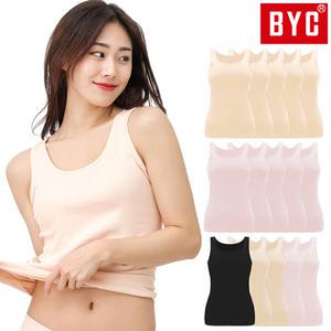 BYC 여성 런닝 세트 5매 순면 실켓 민소매 나시 여자 메리야스 BYT3633 5S