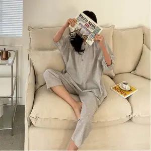 [보리보리/보리맘]루니 체크 수유복 세트 아사면 파자마 홈웨어 임부복 EJ236