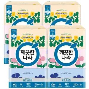 깨끗한나라 각티슈 순수소프티 250매 3입 x4개