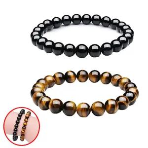 흑요석 호안석 염주팔찌 행운 소원 원석 오닉스 불교 디자인 2개 세트