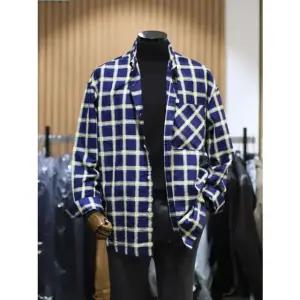 [갤러리아] BON 네이비 변형 체크 오버핏 캐주얼 셔츠 BN4MBA673